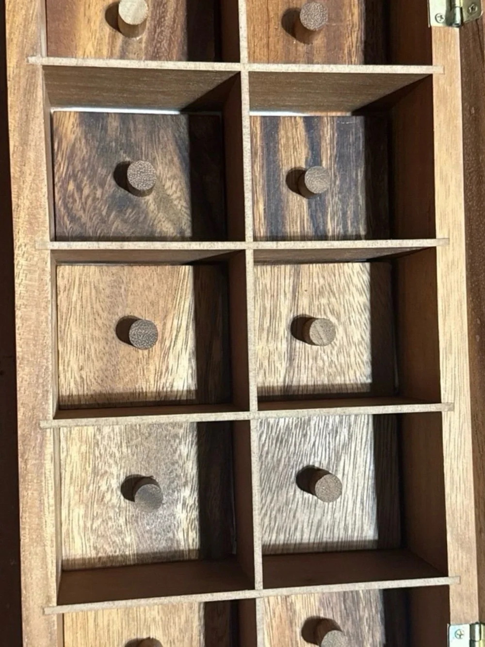 Wooden Spice Organizer Box - Natural Brown